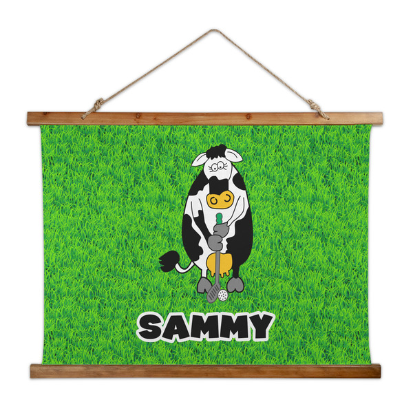 Custom Cow Golfer Wall Hanging Tapestry - Wide (Personalized)