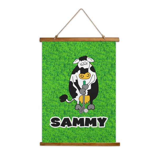 Custom Cow Golfer Wall Hanging Tapestry - Tall (Personalized)