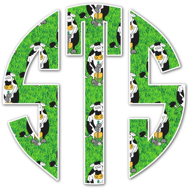 Custom Cow Golfer Monogram Decal - Large (Personalized)