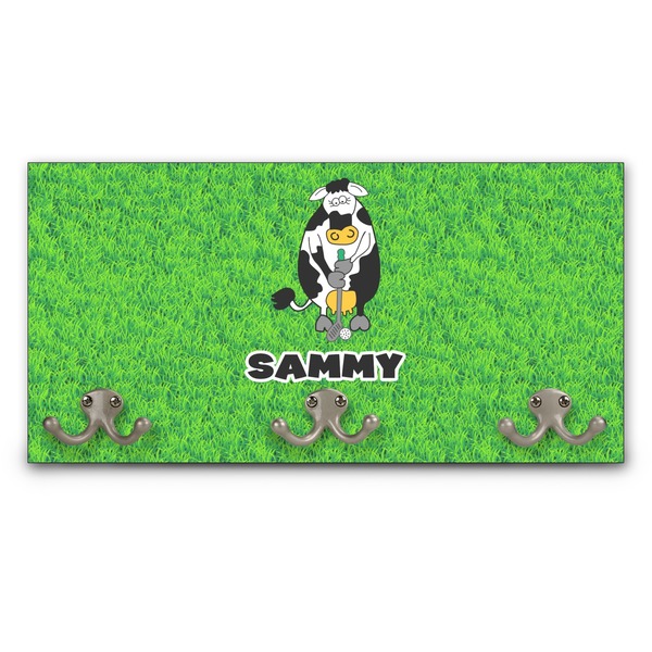 Custom Cow Golfer Wall Mounted Coat Rack (Personalized)