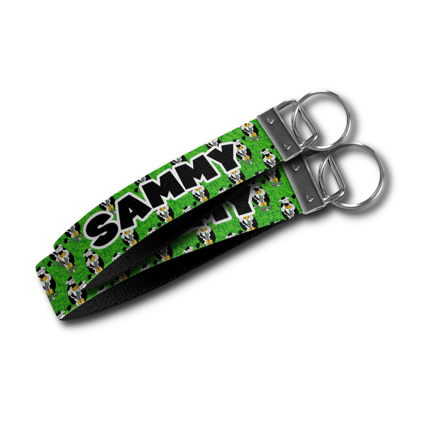 Cow Golfer Webbing Keychain FOBs - Size Comparison