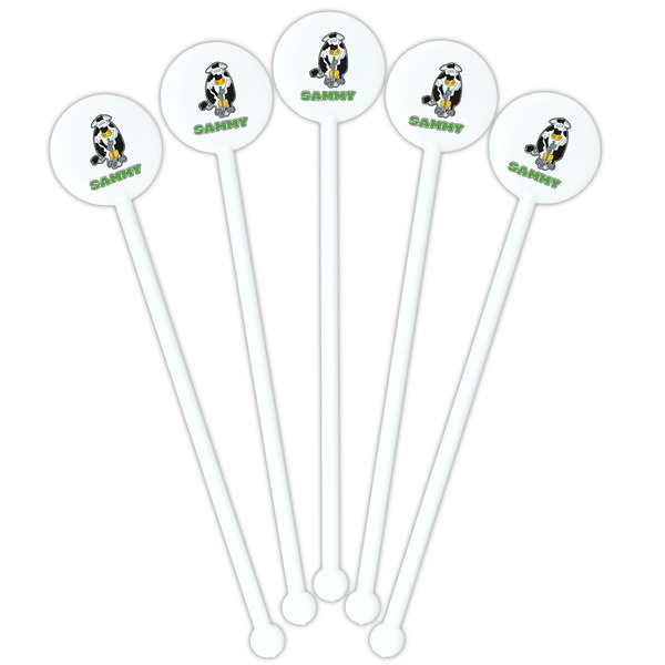Cow Golfer White Plastic 5.5" Stir Stick - Fan View