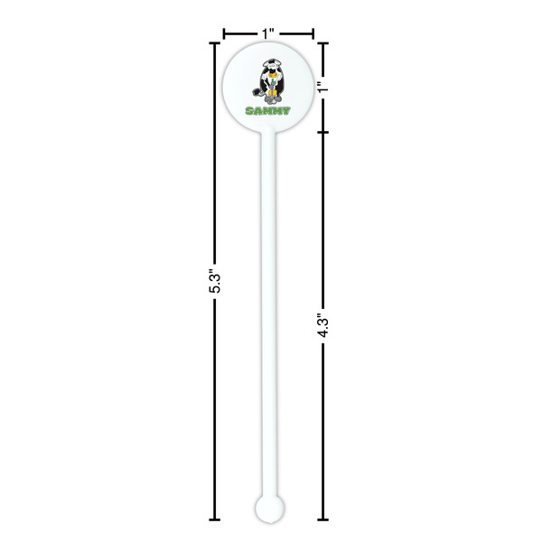 Cow Golfer White Plastic 5.5" Stir Stick - Round - Dimensions
