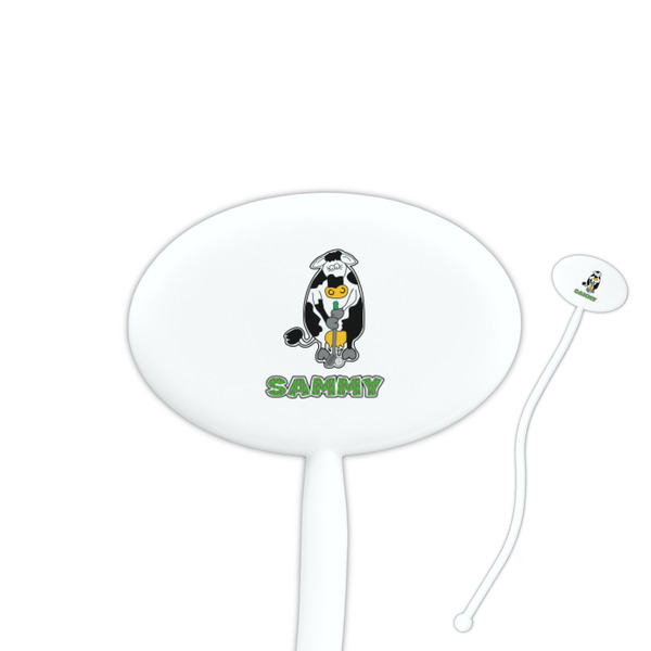 Custom Cow Golfer Oval Plastic Stir Sticks (Personalized)