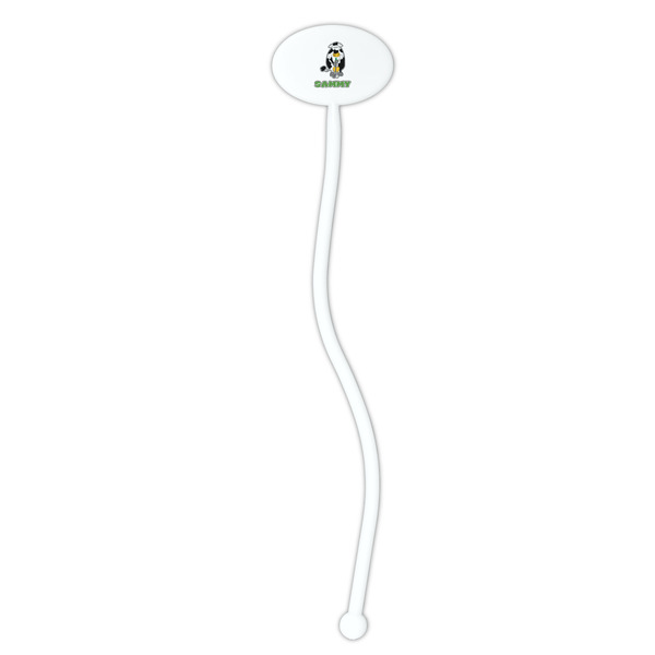 Cow Golfer White Plastic 7" Stir Stick - Oval - Single Stick