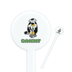 Cow Golfer 7" Round Plastic Stir Sticks - White - Single Sided (Personalized)