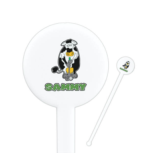 Custom Cow Golfer Round Plastic Stir Sticks (Personalized)