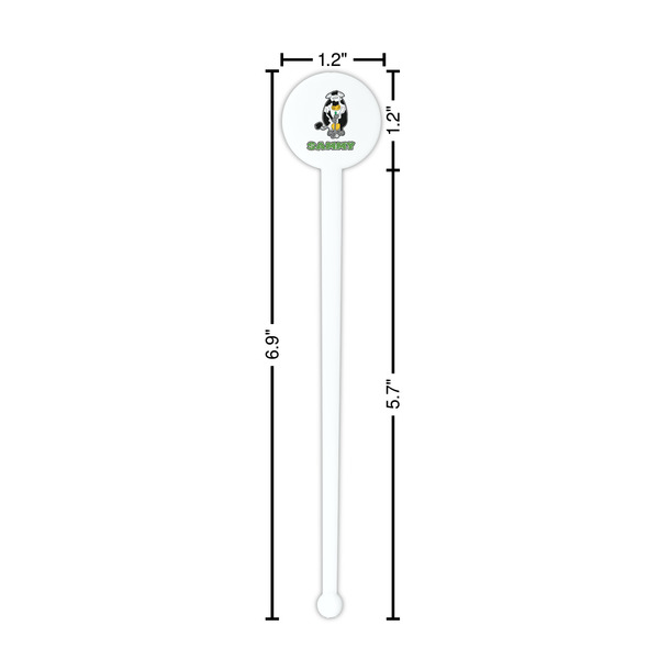 Cow Golfer White Plastic 7" Stir Stick - Round - Dimensions