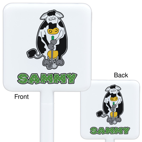 Cow Golfer White Plastic Stir Stick - Double Sided - Approval