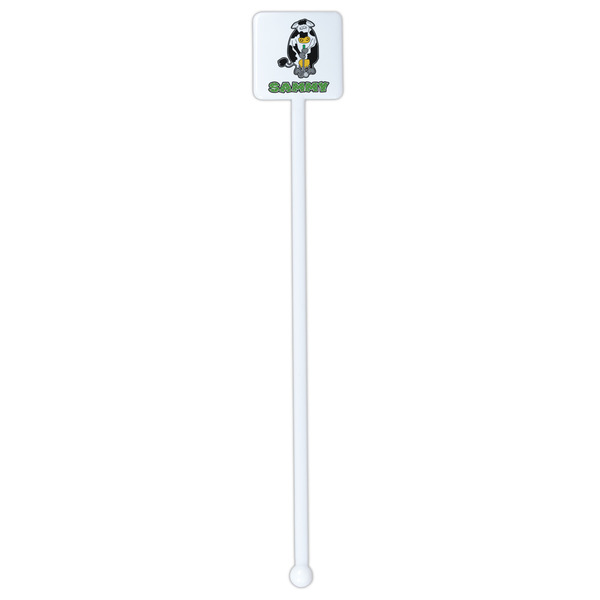 Cow Golfer White Plastic Stir Stick - Double Sided - Square - Single Stick