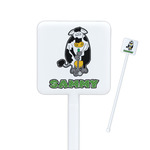 Cow Golfer Square Plastic Stir Sticks - Double Sided (Personalized)