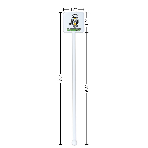 Cow Golfer White Plastic Stir Stick - Square - Dimensions
