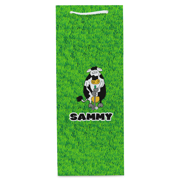 Cow Golfer Wine Gift Bag - Matte - Front