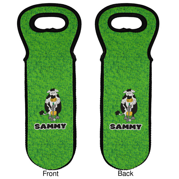 Cow Golfer Wine Tote Front & Back