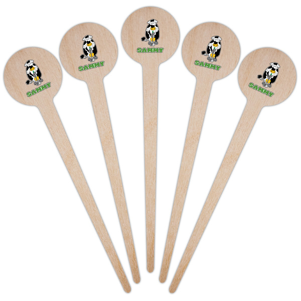 Cow Golfer Wooden 4" Food Pick - Round - Fan View