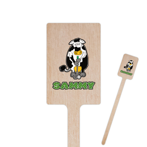 Custom Cow Golfer 6.25" Rectangle Wooden Stir Sticks - Single Sided (Personalized)
