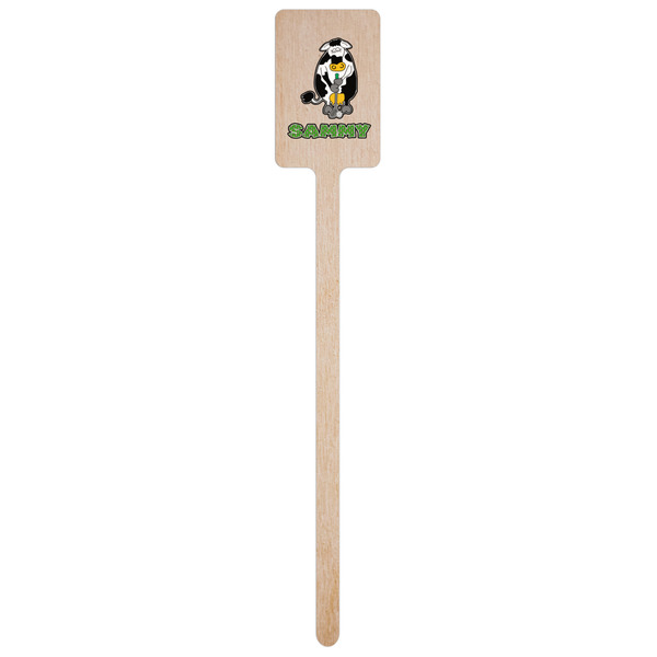 Cow Golfer Wooden 6.25" Stir Stick - Rectangular - Single Stick