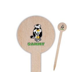 Cow Golfer Round Wooden Food Picks (Personalized)