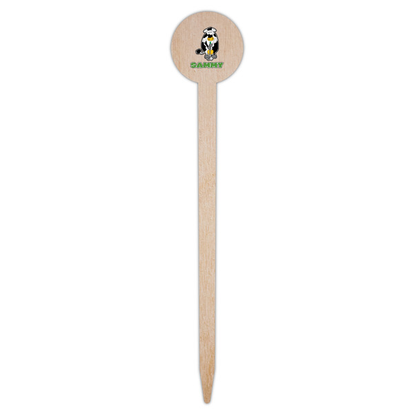 Cow Golfer Wooden 6" Food Pick - Round - Single Pick