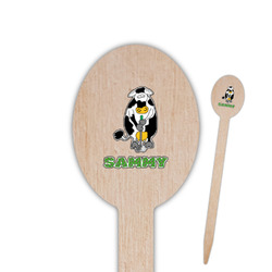 Cow Golfer Oval Wooden Food Picks - Single Sided (Personalized)
