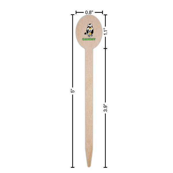 Cow Golfer Wooden Food Pick - Oval - Dimensions