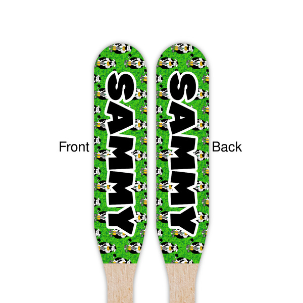 Cow Golfer Wooden Food Pick - Paddle - Double Sided - Front & Back