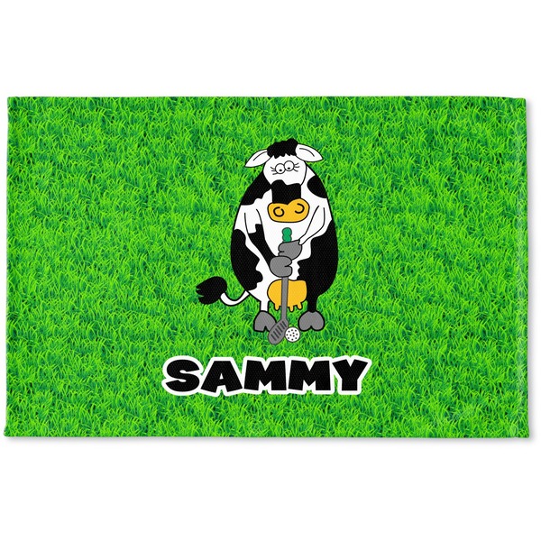 Custom Cow Golfer Woven Mat (Personalized)