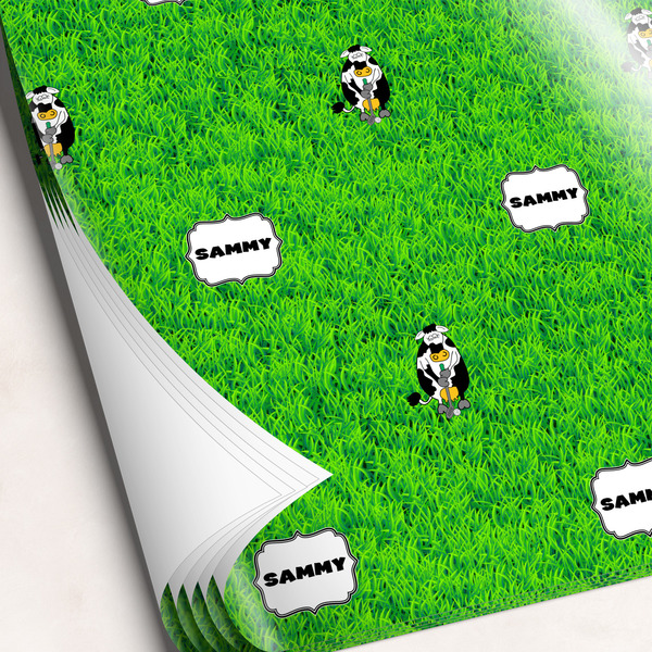 Custom Cow Golfer Wrapping Paper Sheets (Personalized)
