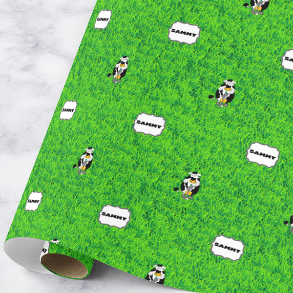 Custom Cow Golfer Wrapping Paper Roll - Large (Personalized)