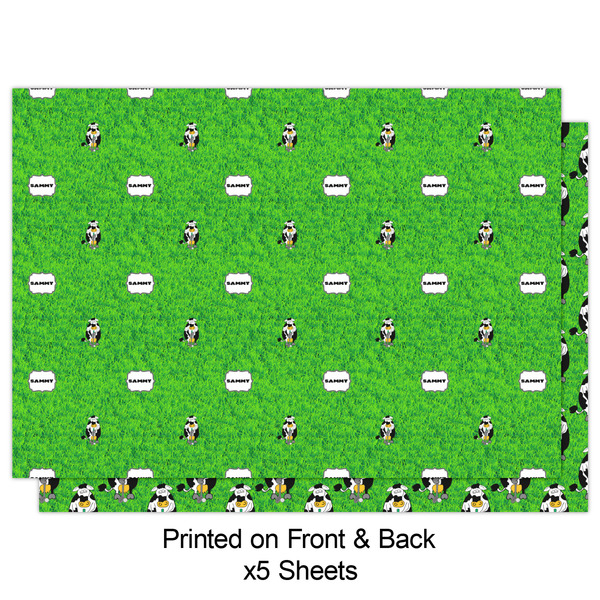 Cow Golfer Wrapping Paper Sheet - Double Sided - Front