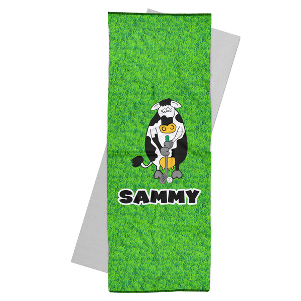 Custom Cow Golfer Yoga Mat Towel (Personalized)