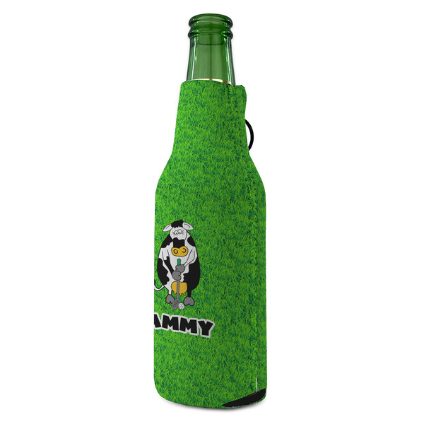 Cow Golfer Zipper Bottle Cooler - ANGLE (bottle)