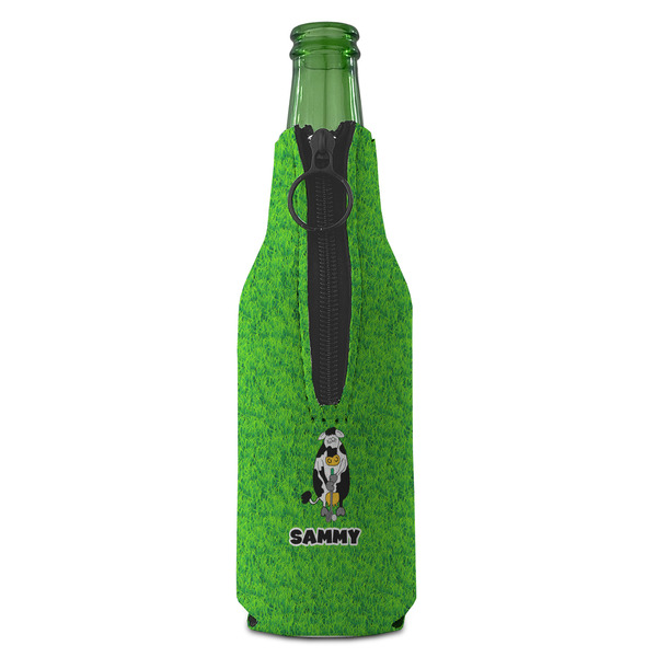 Cow Golfer Zipper Bottle Cooler - BACK (bottle)
