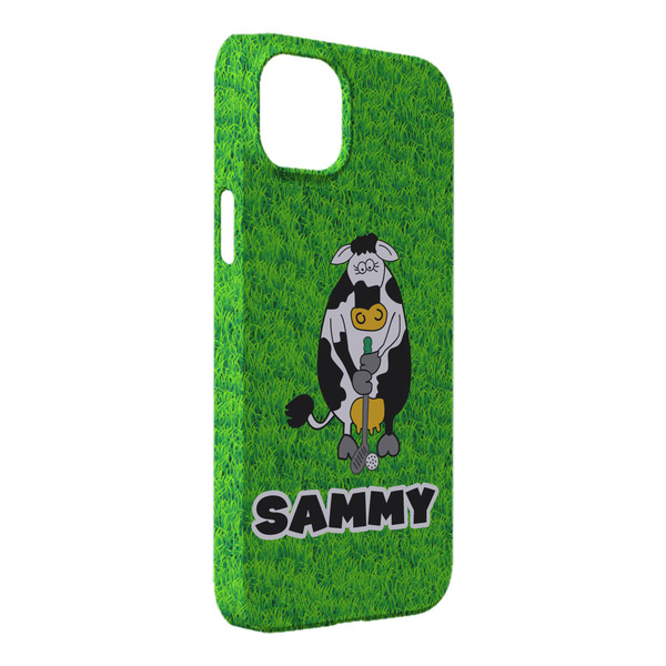 Custom Cow Golfer iPhone Case - Plastic - iPhone 14 Plus (Personalized)