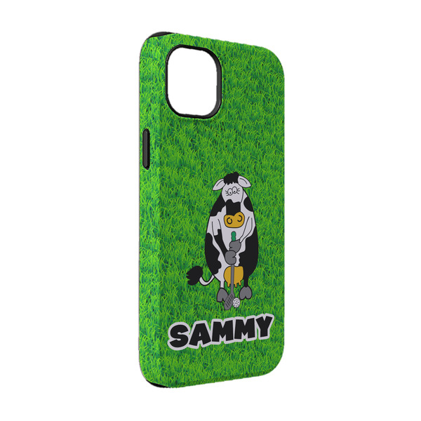 Custom Cow Golfer iPhone Case - Rubber Lined - iPhone 14 Pro (Personalized)