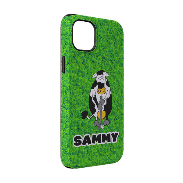 Custom Cow Golfer iPhone Case - Rubber Lined - iPhone 14 (Personalized)