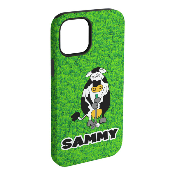 Custom Cow Golfer iPhone Case - Rubber Lined - iPhone 15 Pro Max (Personalized)