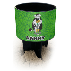 Cow Golfer Black Beach Spiker Drink Holder (Personalized)