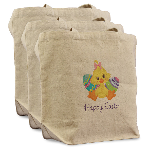 Custom Happy Easter Reusable Cotton Grocery Bags - Set of 3 (Personalized)