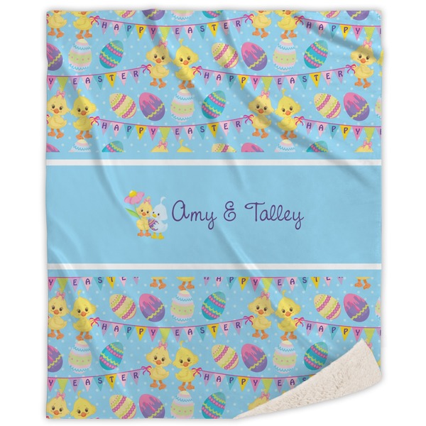Custom Happy Easter Sherpa Throw Blanket - 60"x80" (Personalized)