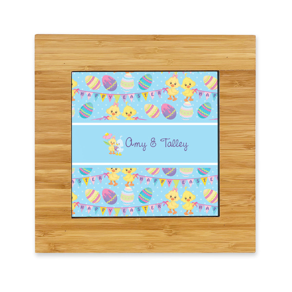 Custom Happy Easter Bamboo Trivet with Ceramic Tile Insert (Personalized)