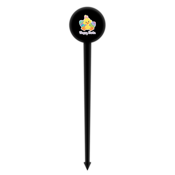Happy Easter Black Plastic 4" Food Pick - Round - Single Pick
