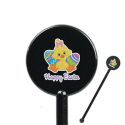 Happy Easter 5.5" Round Plastic Stir Sticks - Black - Single Sided (Personalized)