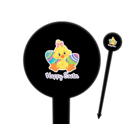 Happy Easter 6" Round Plastic Food Picks - Black - Single Sided (Personalized)