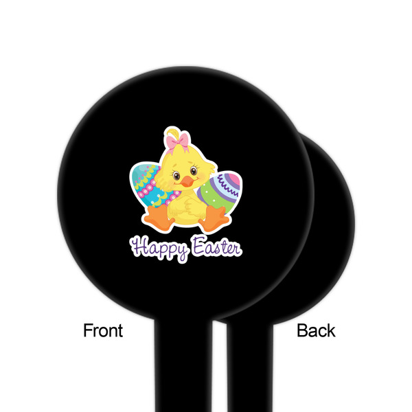 Happy Easter Black Plastic 6" Food Pick - Round - Single Sided - Front & Back