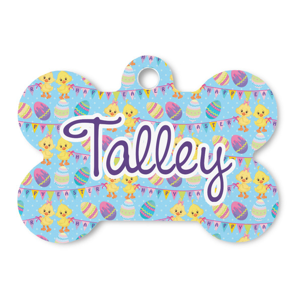 Custom Happy Easter Bone Shaped Dog ID Tag (Personalized)
