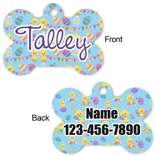 Happy Easter Bone Shaped Dog Tag - Front & Back