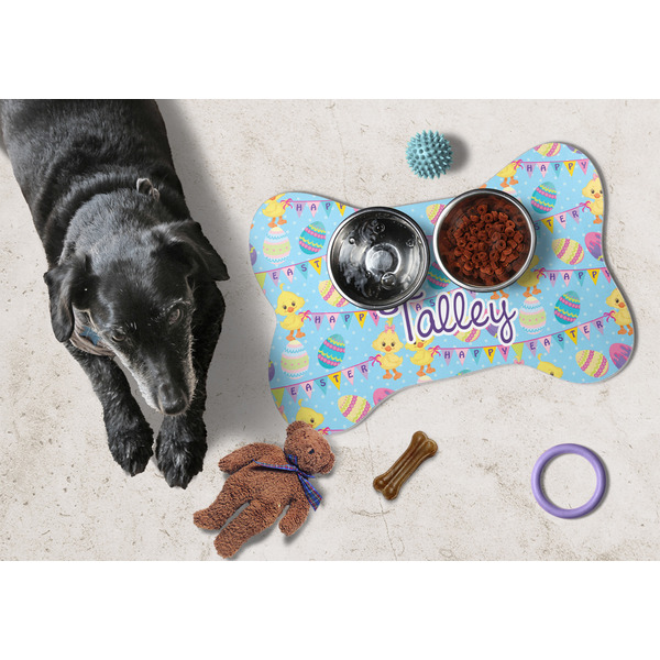 Happy Easter Bone Shaped Mat w/ Food & Water