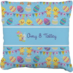 Happy Easter Faux-Linen Throw Pillow 18" (Personalized)