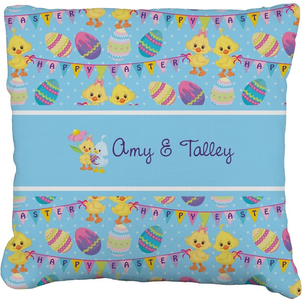 Custom Happy Easter Faux-Linen Throw Pillow (Personalized)